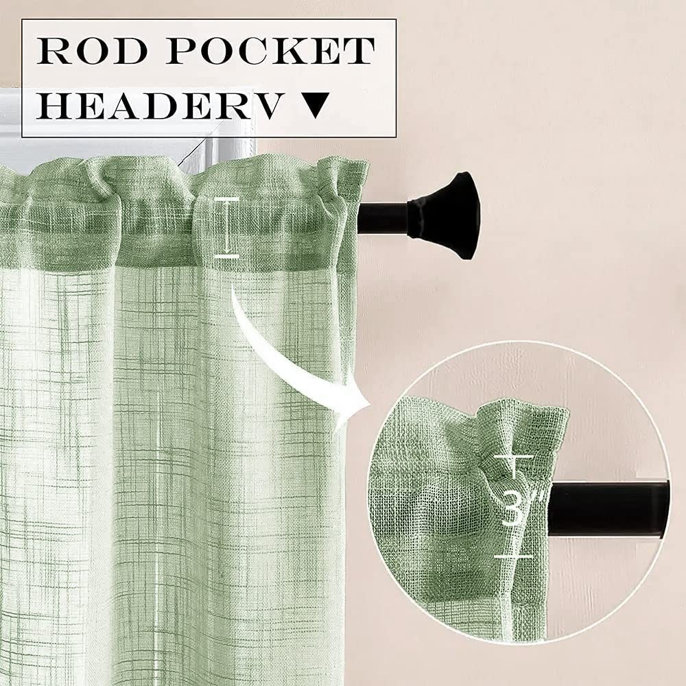 XTMYI Sage Green Linen Textured Light 25″W x 36″L (Pack of 2),
