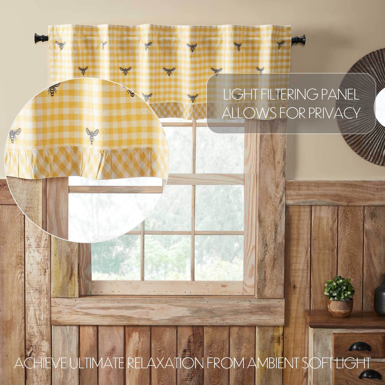 Buzzy Bees Ruffled Valance 18×60 VHC Brands