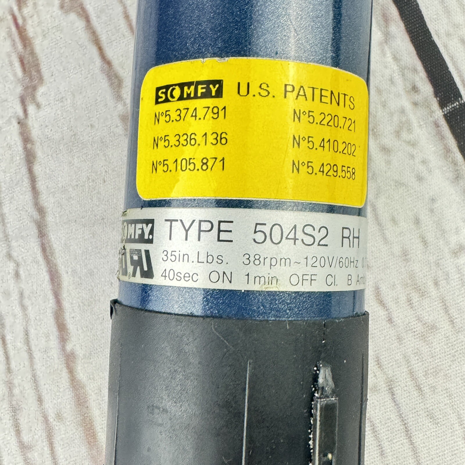 Somfy 504S2 RH 120v AC Roller Shade Motor – Used, Tested Working