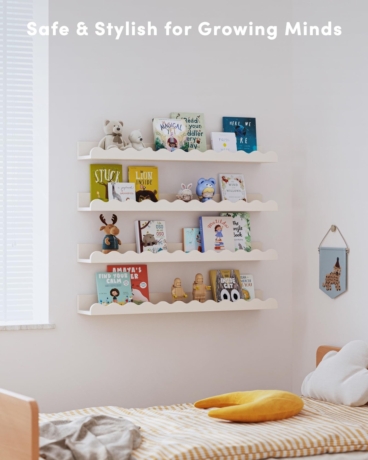 Seocry Nusery Shelves (White, 23 Inches) White