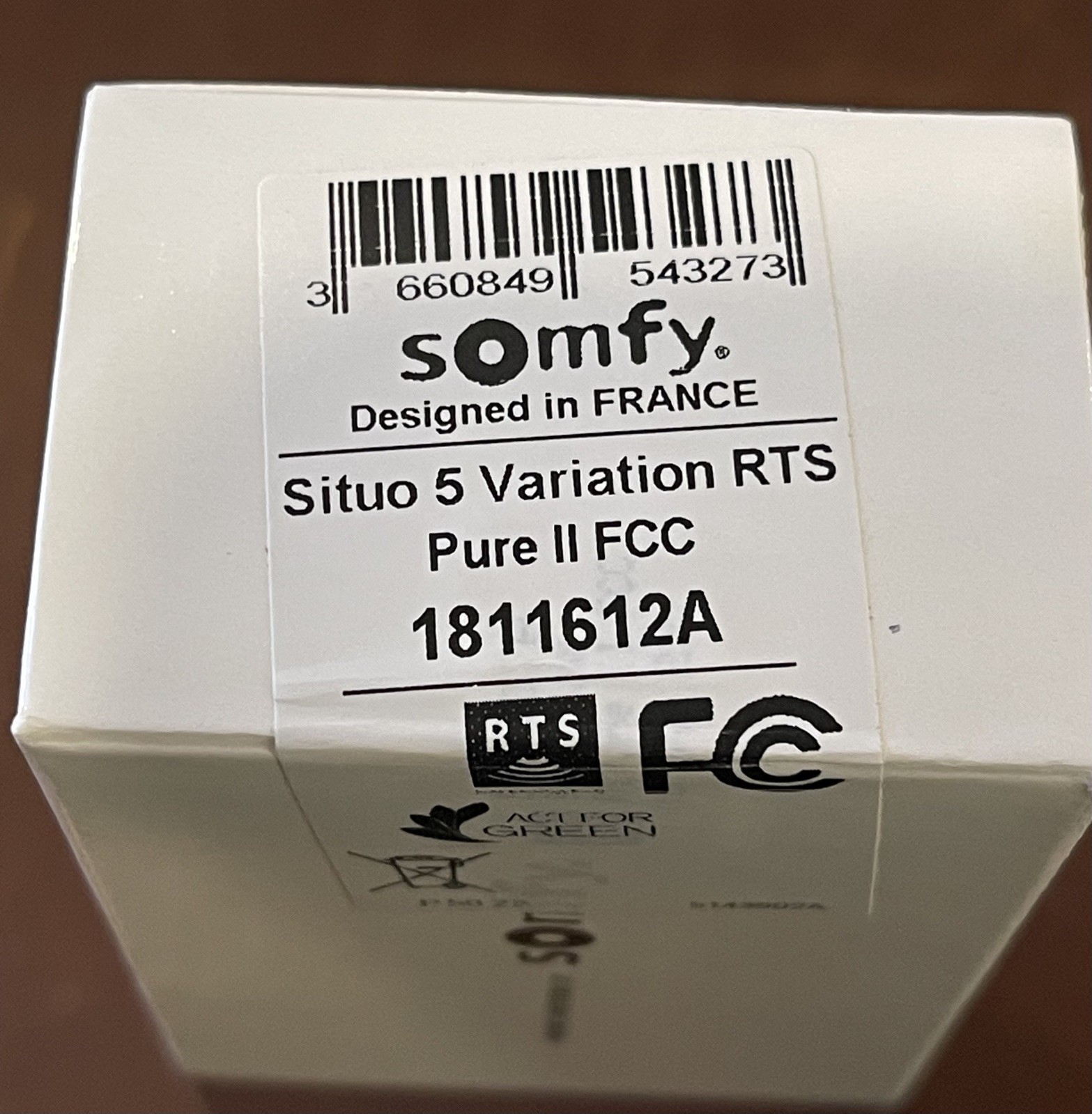 Somfy 1811612A five-channel hand-held remote