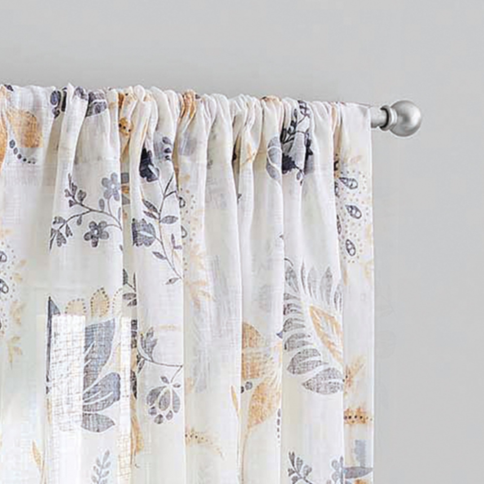 100% Cotton Indoor Sheer Rod Pocket Single Curtain Panel , White , 50″ W x 63″L