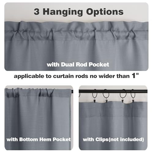 2 Panels Kitchen Curtains 36 Inch Length Tier Curtains, 30 x 36 inch Dark Grey