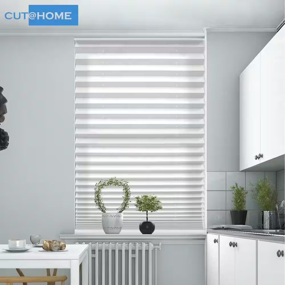 Cut at Home Adjustable Width Pleated Shade 1.5 In. Pleat White Cordless Light Fi
