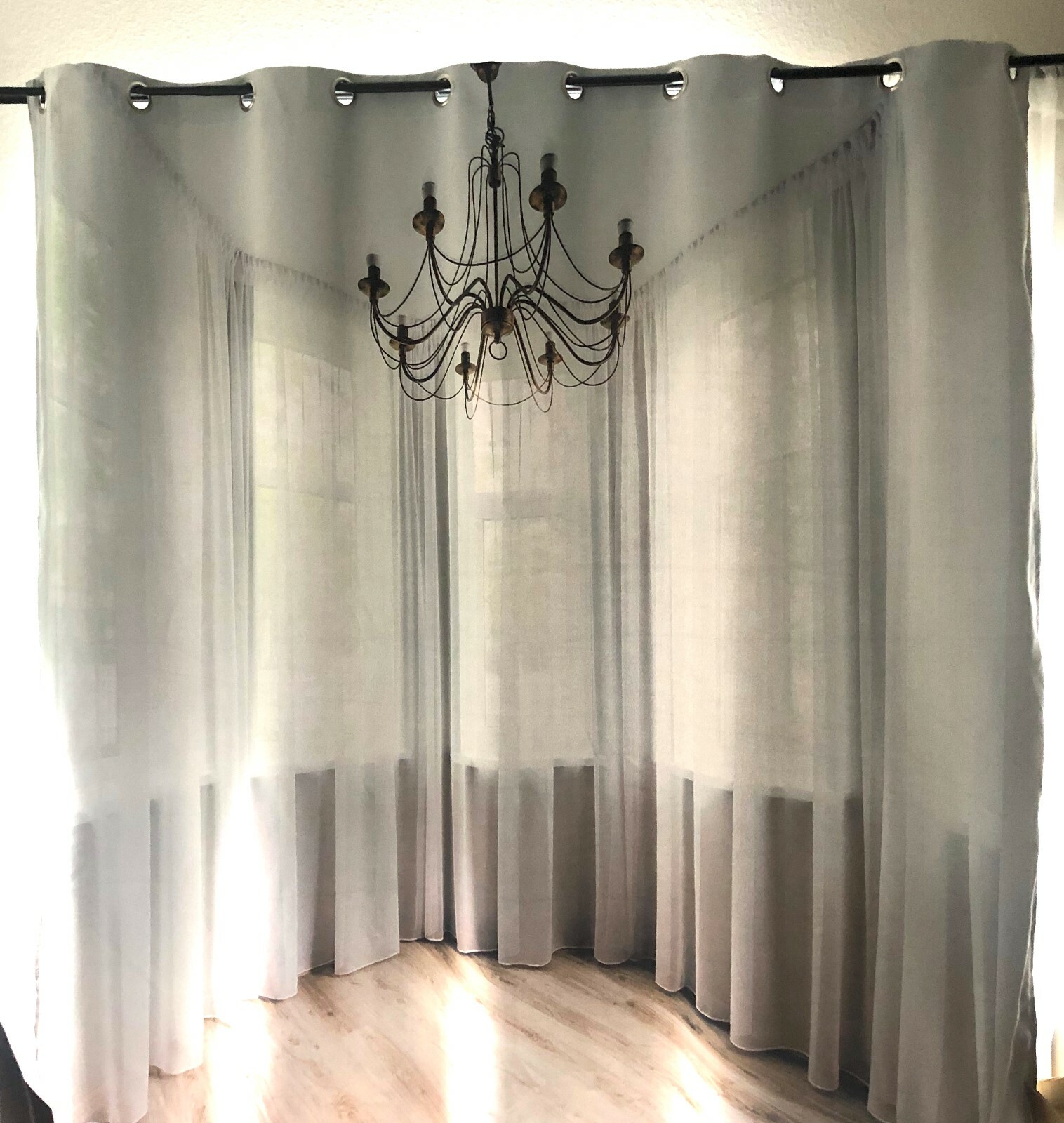 3D Crystal Light Chandelier Balcony Window Curtain 2 Panel H210 cm x 220 cm