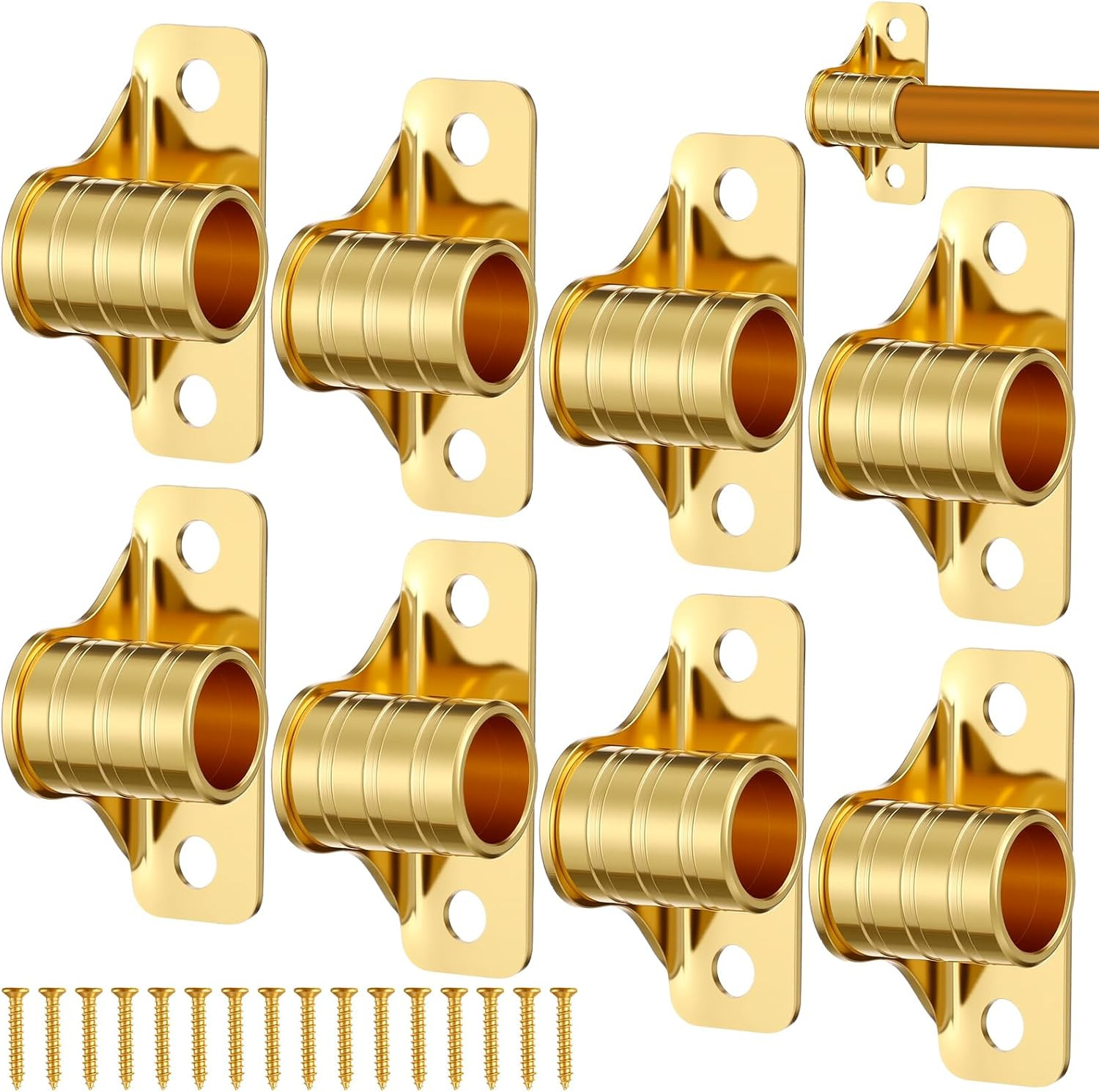 8 Pcs outside Mount Curtain Rod Bracket 3/8″ Brass Bracket Set