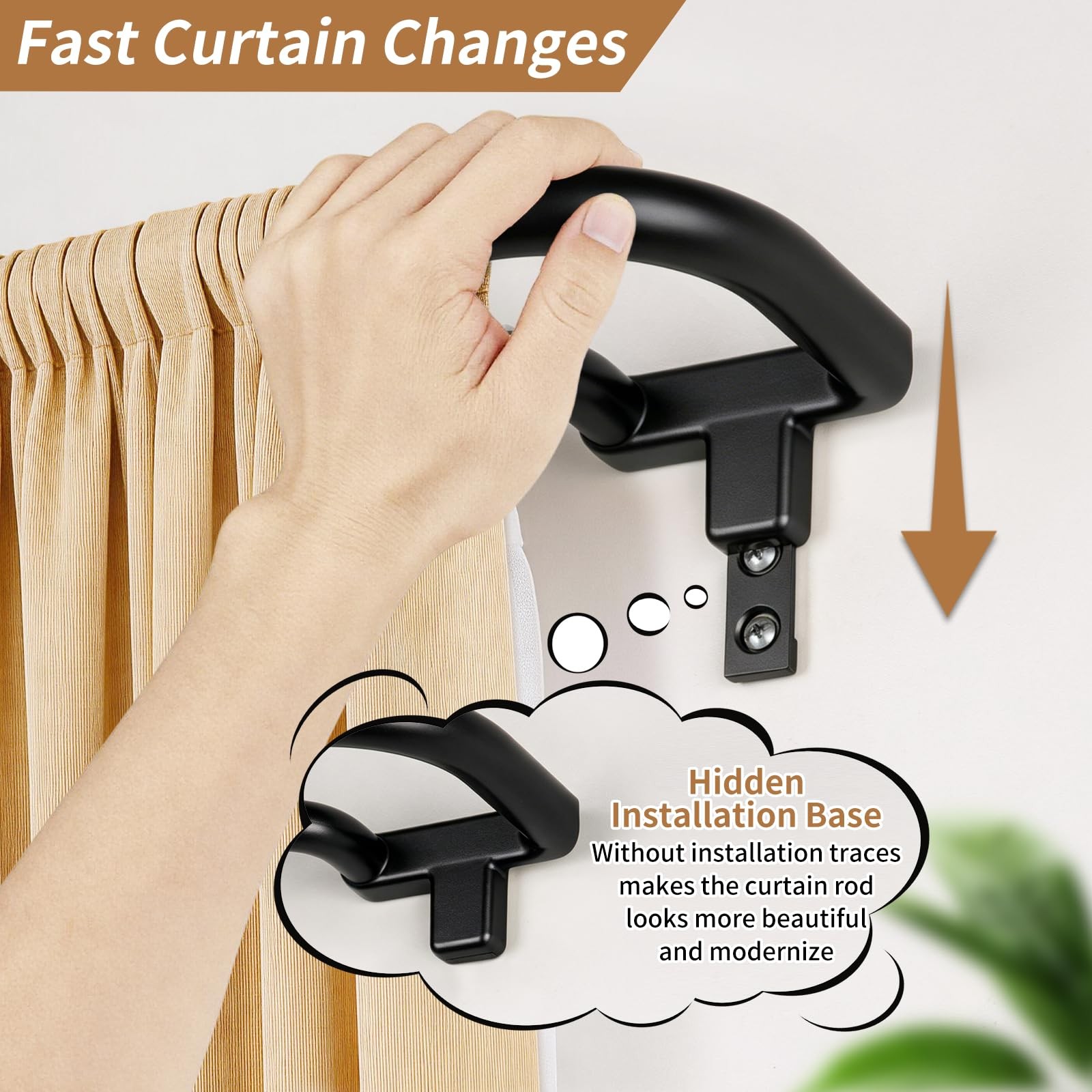 Blackout Double Curtain Rods for Windows 32 to 86 Inches, Black