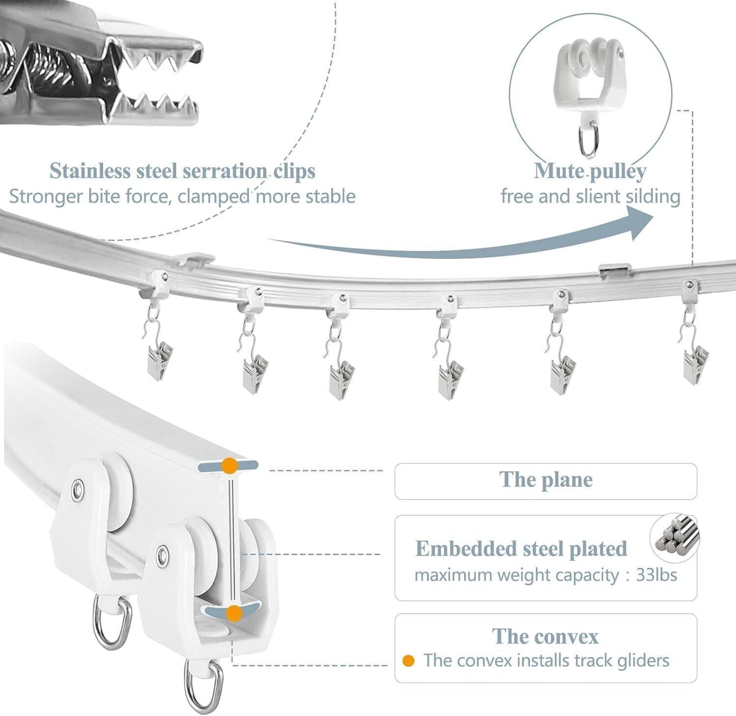 16.4Ft Flexible & Bendable Ceiling Curtain Track ,Wall Mount Curved Curtain 2023