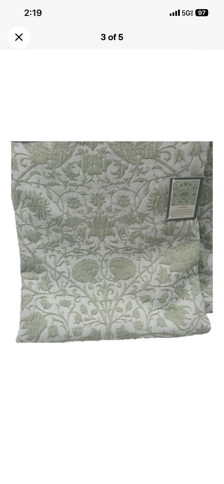 WILLIAM MORRIS Co Sage Green Floral Lodden Textured Curtains (2 x 37 x 96″)
