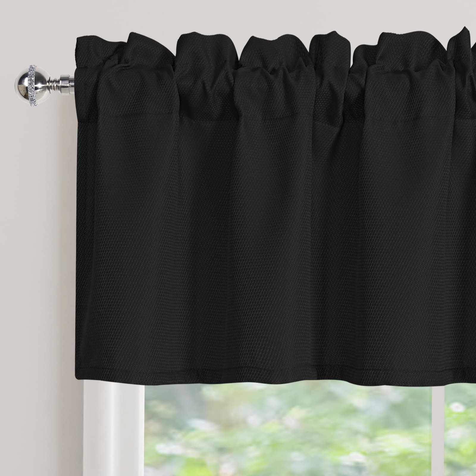 Rectangle Textured Window Valance for Kitchen Basement Rod Pocket Antiwrinkle…