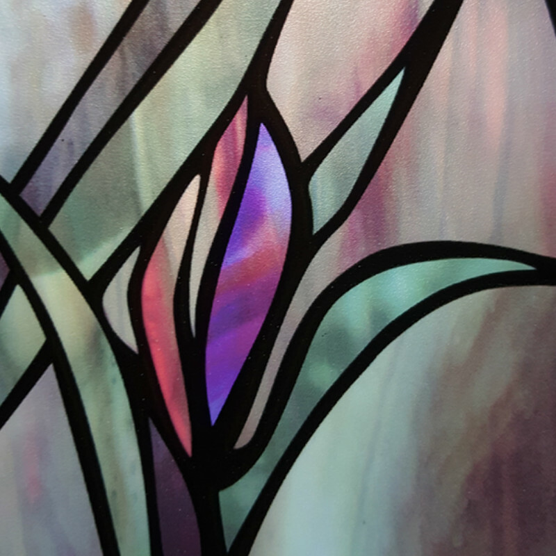 3D Orchid Stained Window Films Static Cling Glass Sticker Privacy Home Decor