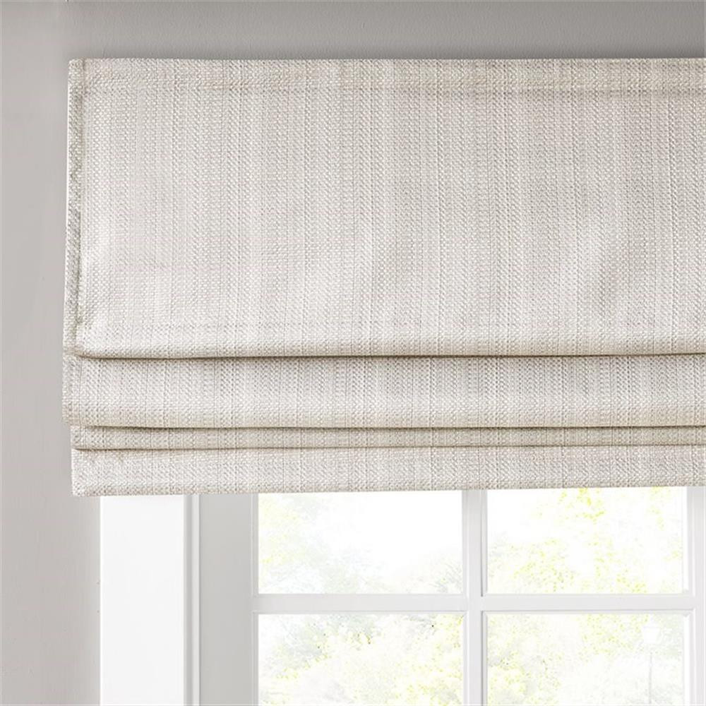 Pemberly Row 33″ Polyester Basketweave Room Darkening Roman Shade in Ivory