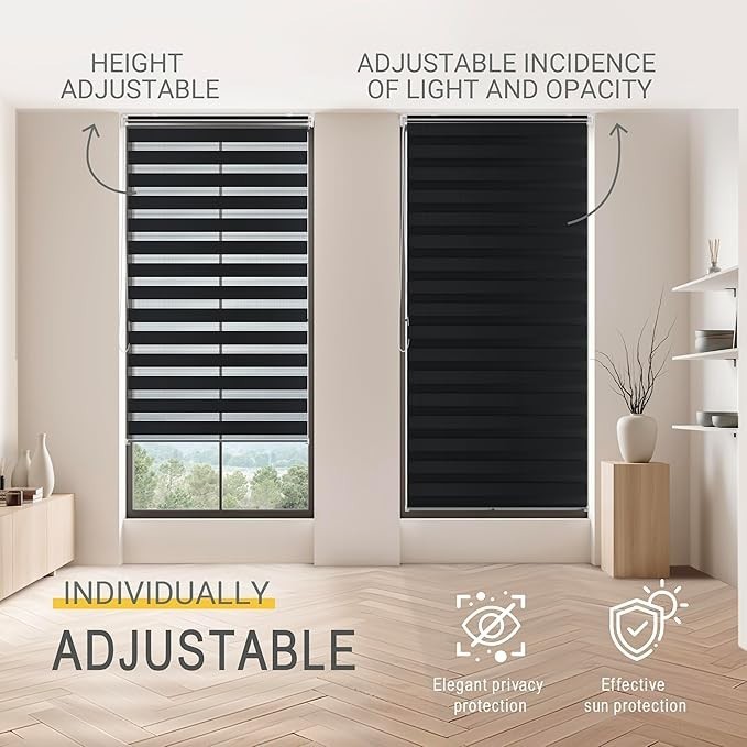Day And Night Zebra Roller Blinds White Dual Layer Blind Up to 240cm x 210cm UK