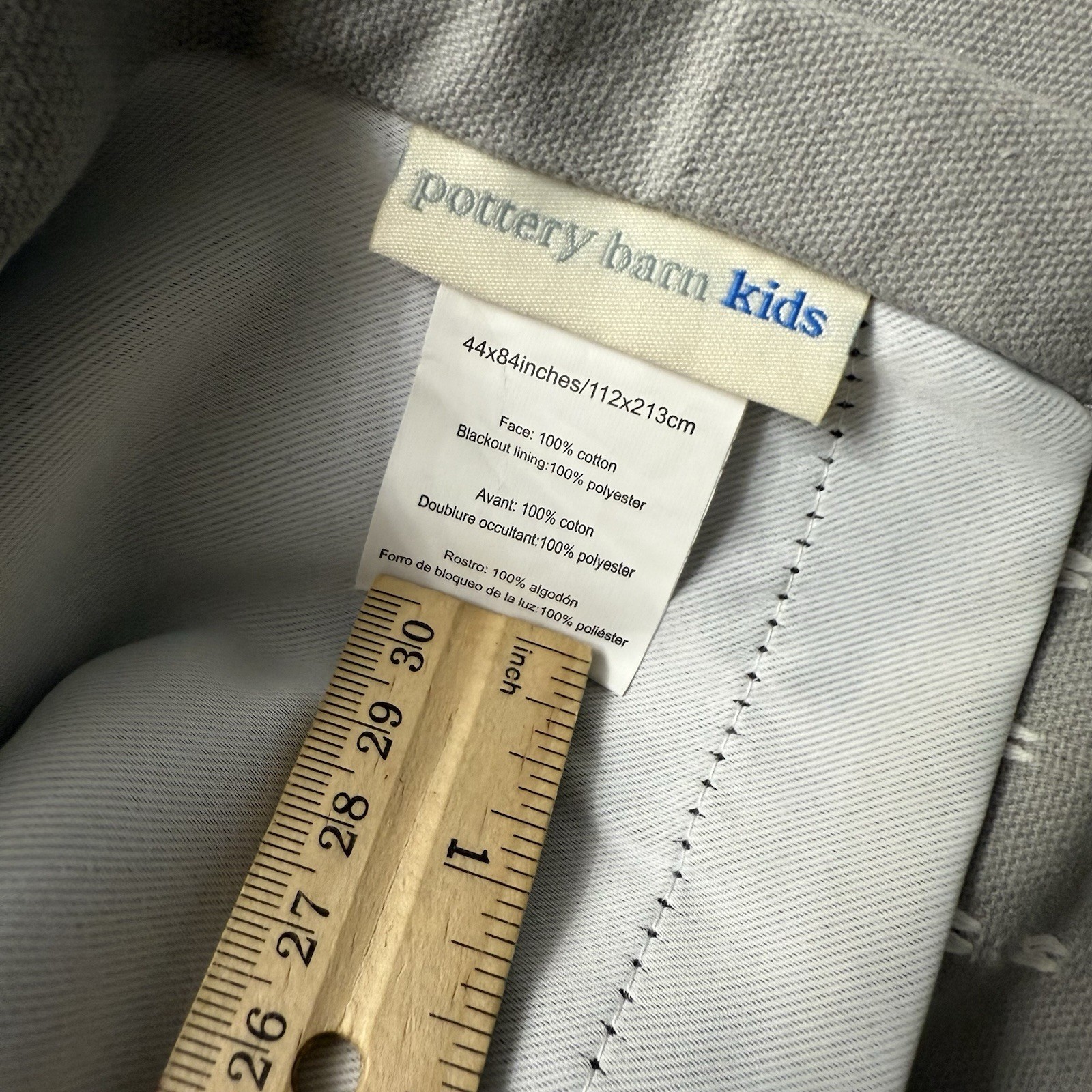 Pottery Barn Kids Blackout Thermal Curtain Gray Cotton 44×84