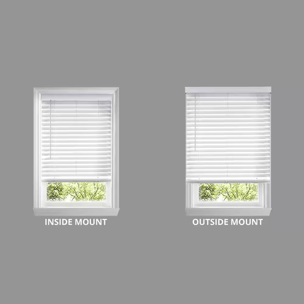 White Cordless Faux Wood Blinds for Windows with 2 In. Slats – 35 In. W X 64 In.