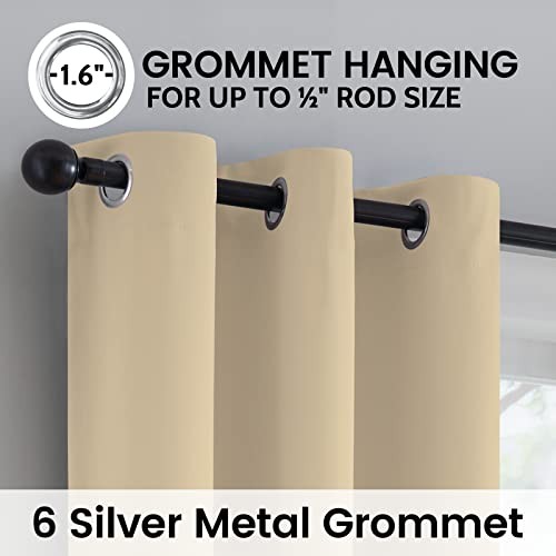 Beige 100% Blackout Curtains – 38″x63″ – Pack of 2 – Darkening Room