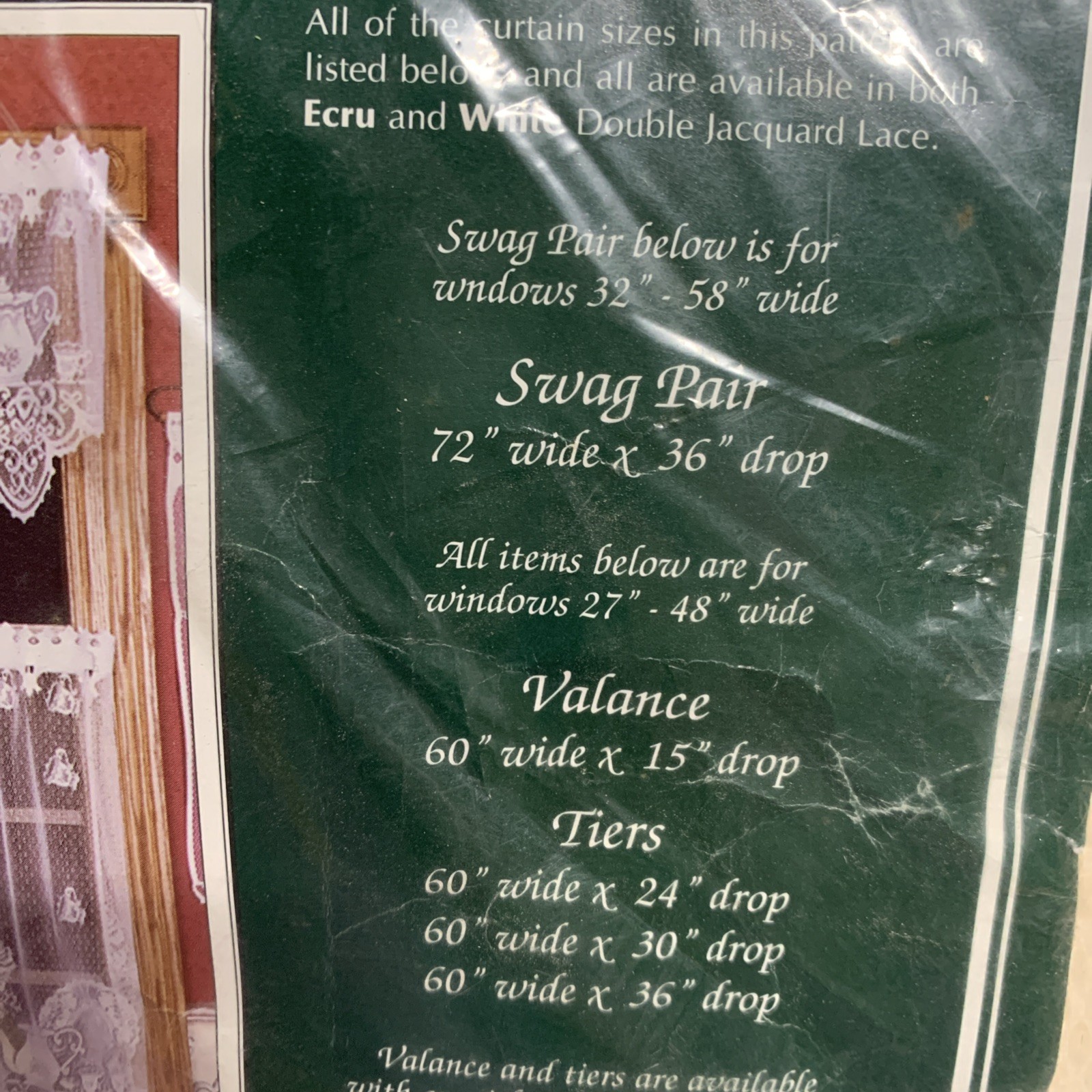 Heritage Lace Teatime ready-made lace curtains 72 x 36 swag pair