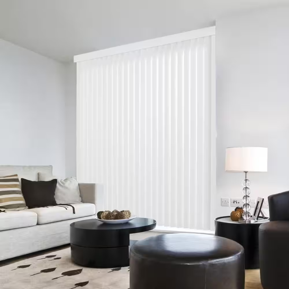 Vertical Blinds Replacement PVC Louvers White 3.5×84 Cordless Room Darkening Set
