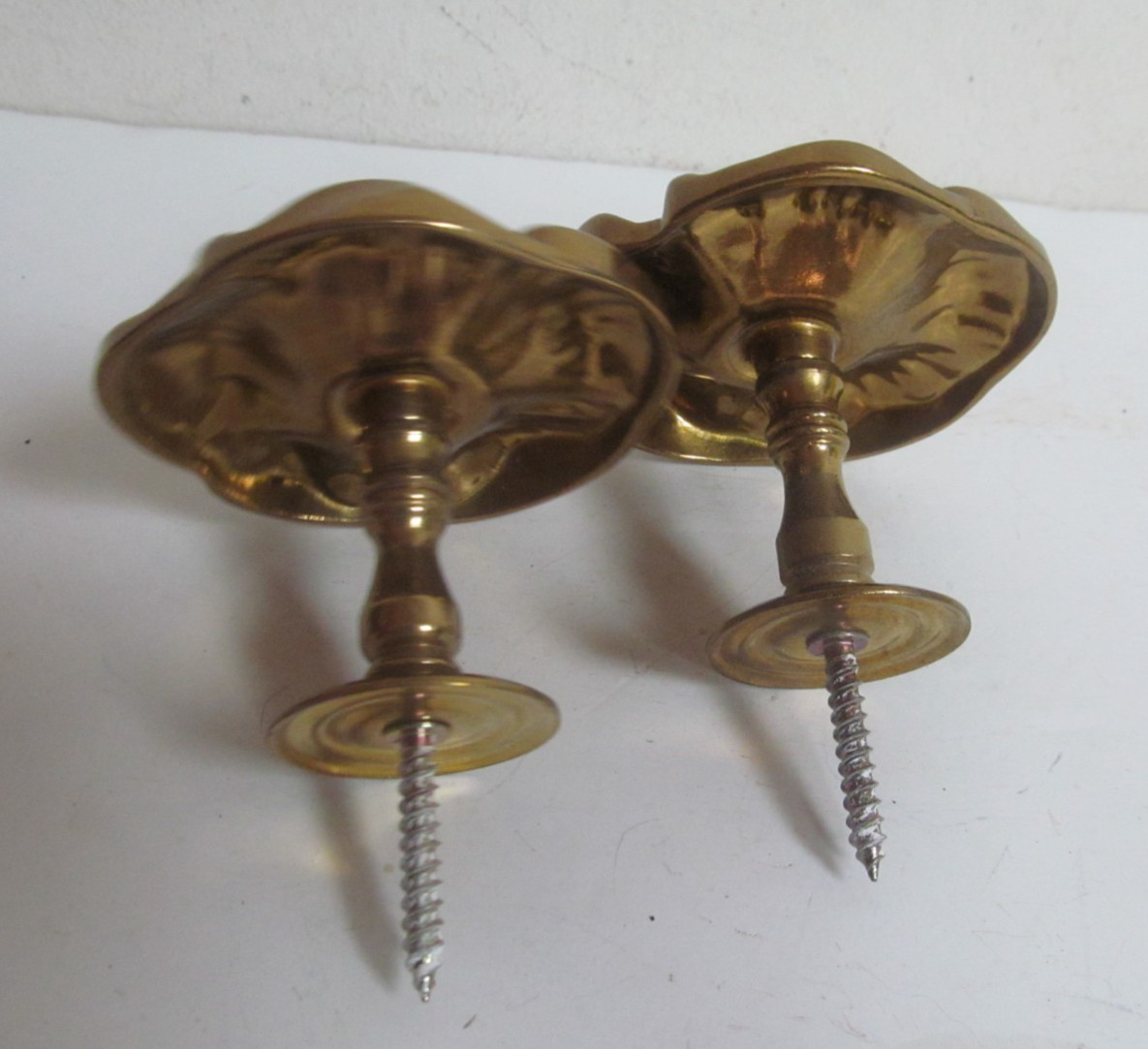 Solid Brass Curtain Drapery Tiebacks 3″ Wild Rose Flower Pair Holders Holdbacks