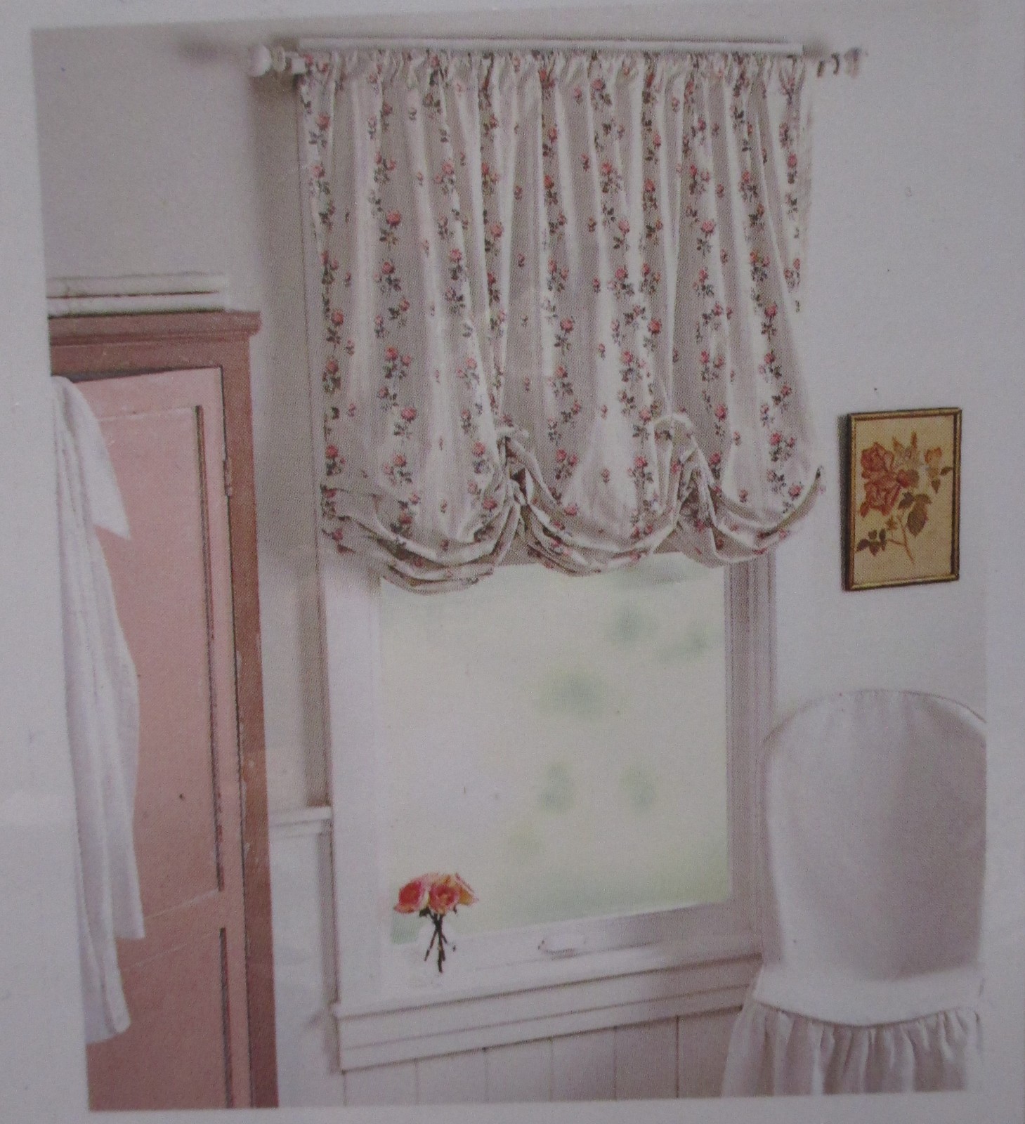 Simply Shabby Chic WHITE DELIGHT Roses Floral Balloon Shade 60″ x 63″