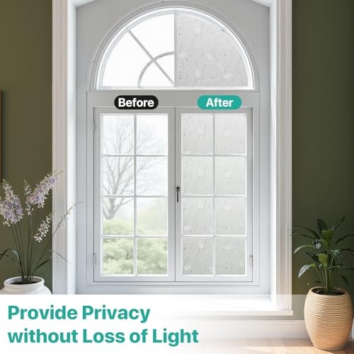 Window Privacy Film Decorative Stained Glass Floral 17.5 x 78.7inch Floret