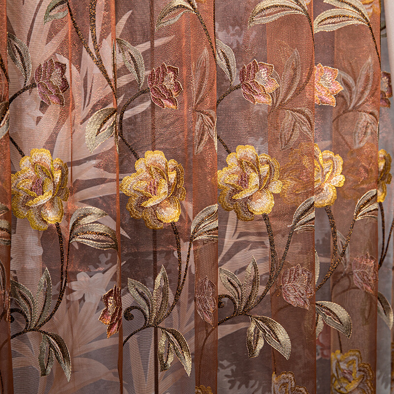 embroidery high-grade satin orange cloth curtain tulle valance drape C1334
