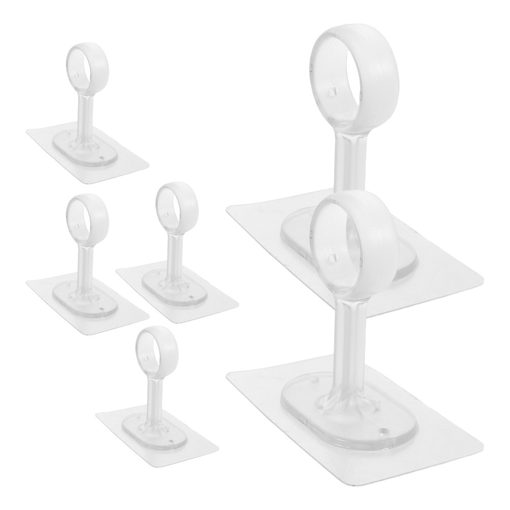 6Pcs Reusable ABS Ceiling Mounted Curtain Rod Brackets Transparent No Drilling
