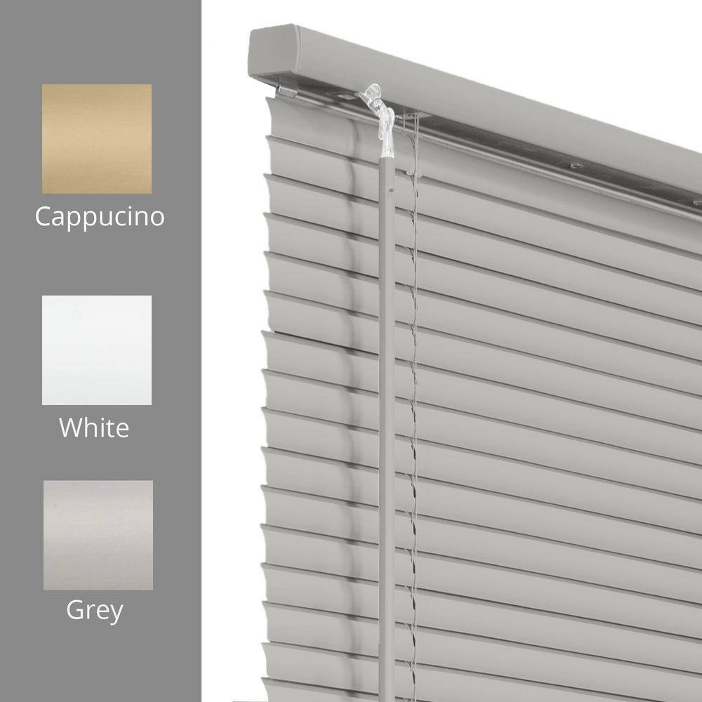 Cordless Light Filtering Vinyl Mini Window Blinds 1 In. Slats, Gray, 29 In. W X