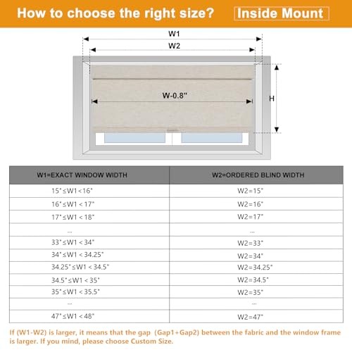 Blackout Roller Shades for Window 32″w X 72″h Blackout-cream