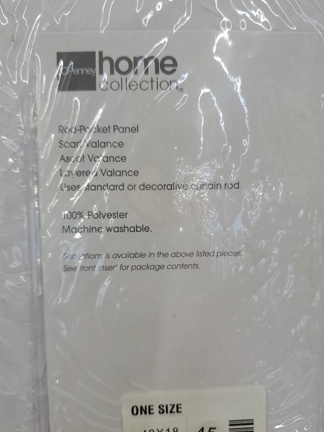Curtain- JC Penny Home Collection Ascot Valance (Sensations) 48×18 -White