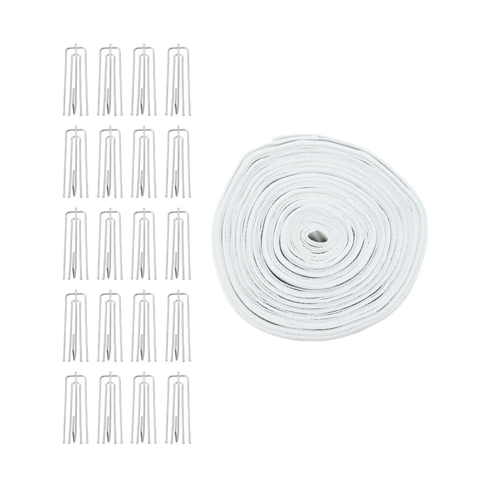 Polyster Curtain Tape and 20pcs Mounting Pleat Hooks Stainless Steel Home Decor