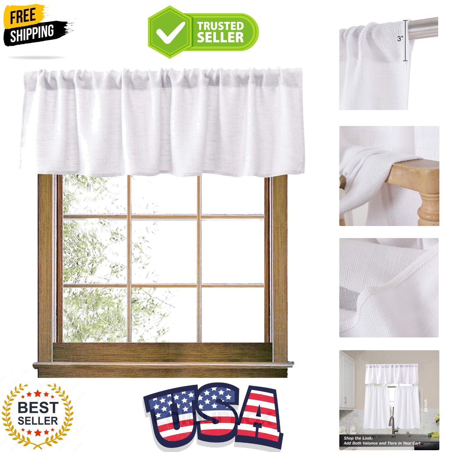 Burlap Natural Valance Rod Pocket Window Curtain Valance Rustic Home Décor 56…