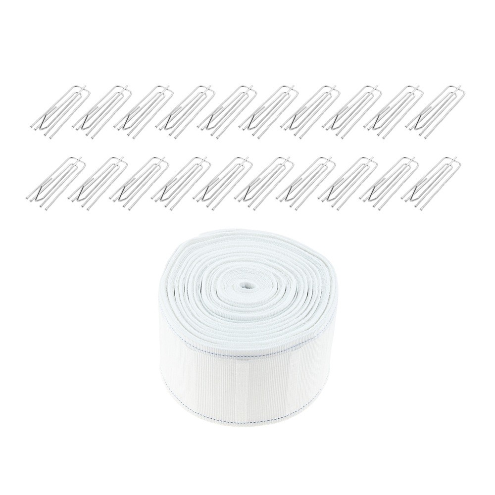 Polyster Curtain Tape and 20pcs Mounting Pleat Hooks Stainless Steel Home Decor