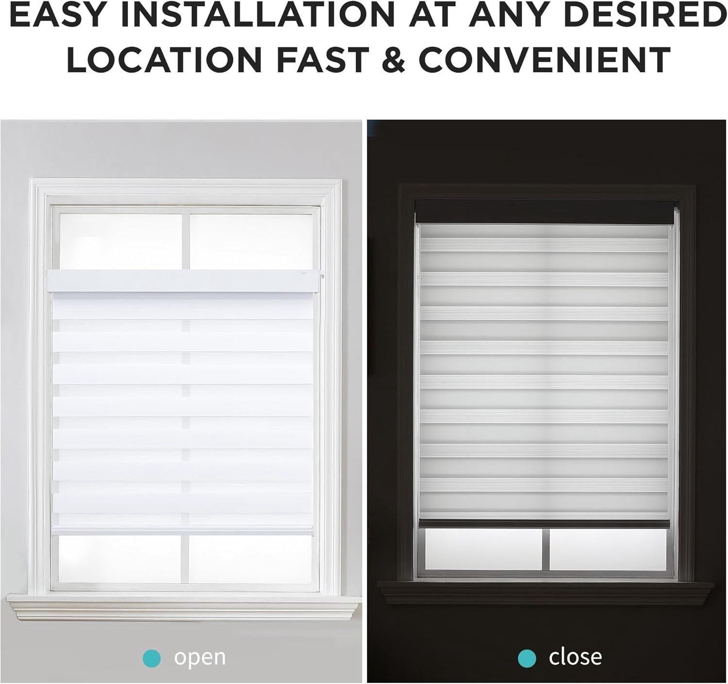 Joydeco Cordless Zebra Blinds Light Filtering White 35 x 75 in No Drill 2025