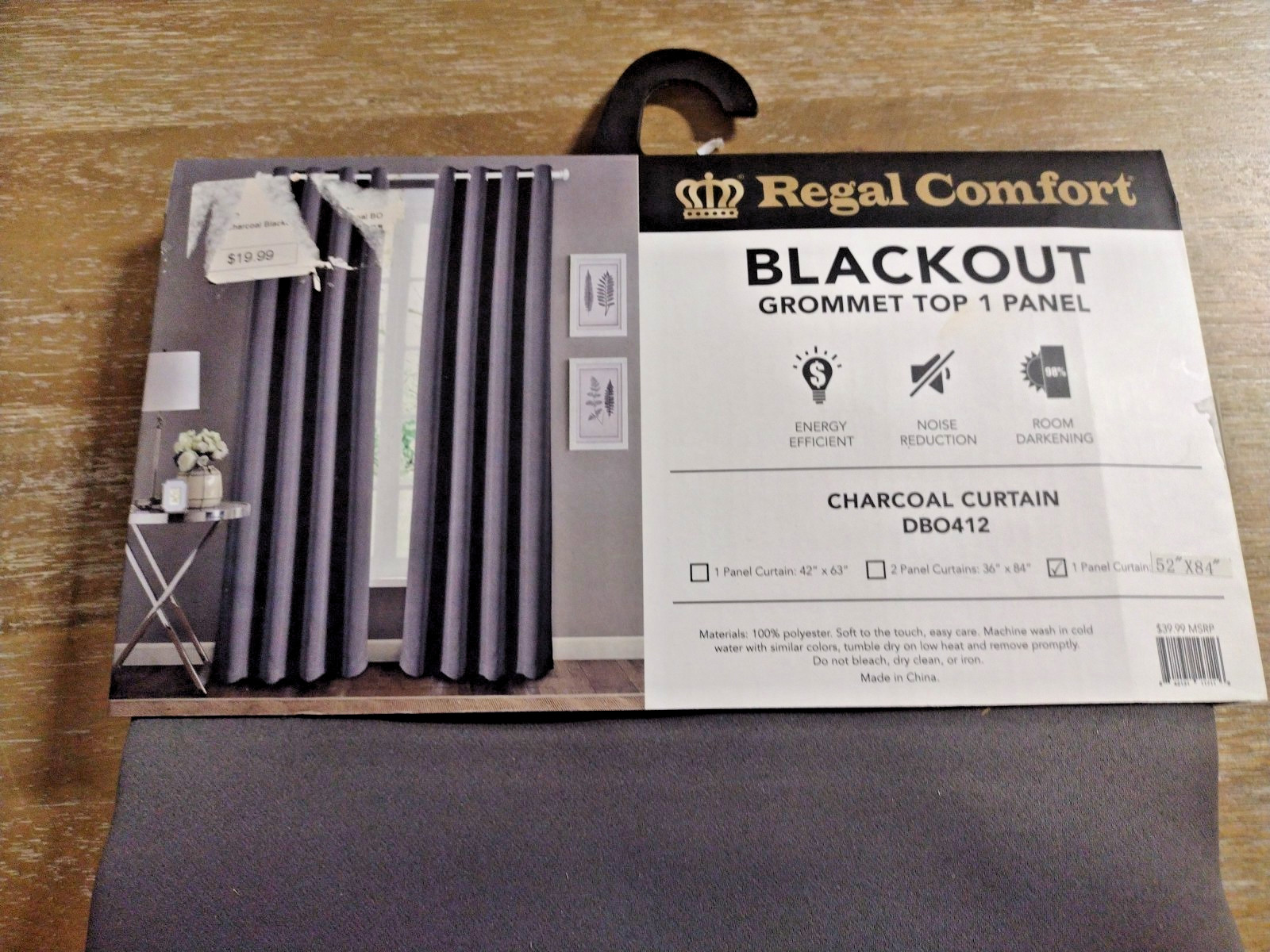 Regal Comfort Blackout Curtain Panel with Grommet Top (Charcoal) C1