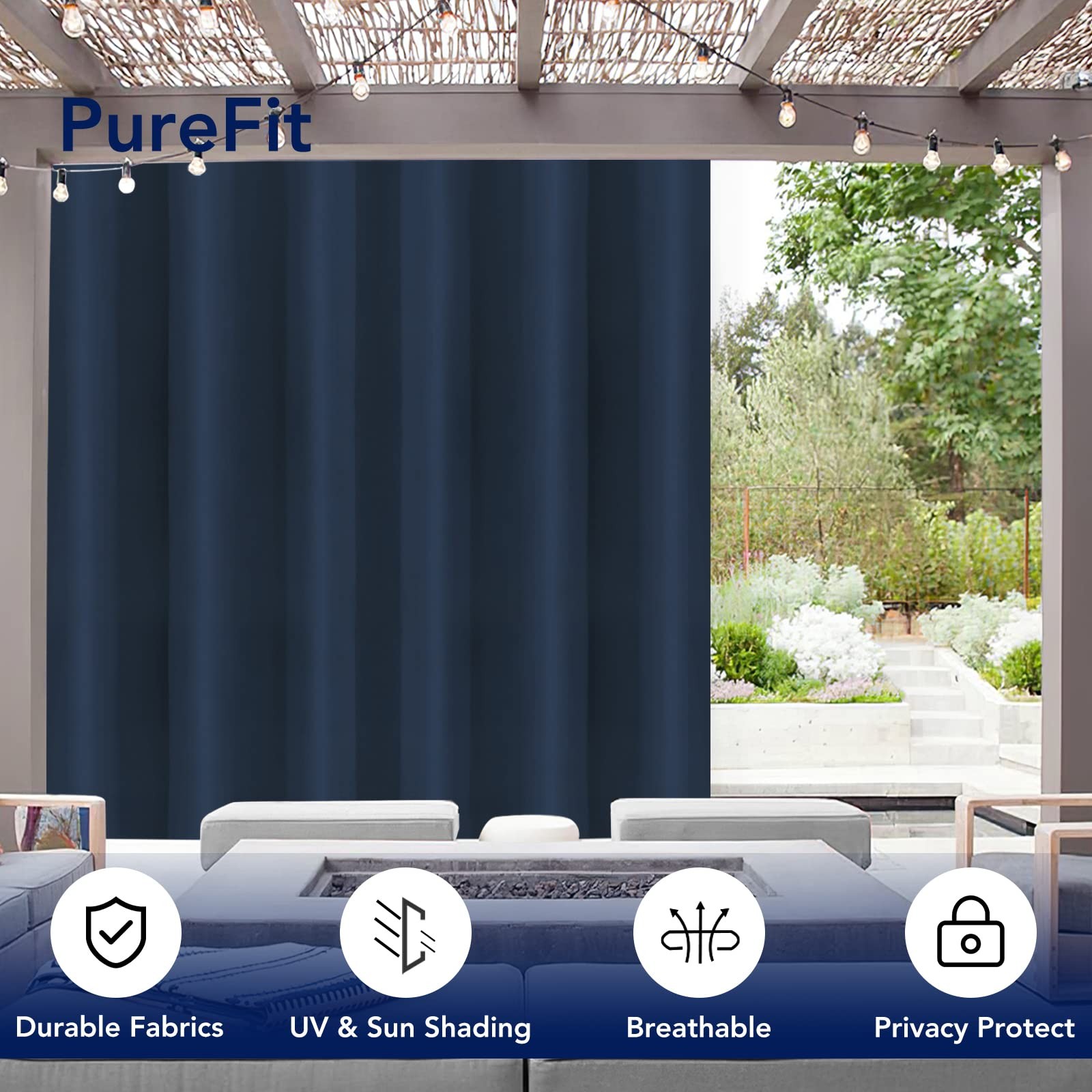 Outdoor Curtains for Patio Waterproof Weatherproof, UV and Fade Resistant Out…