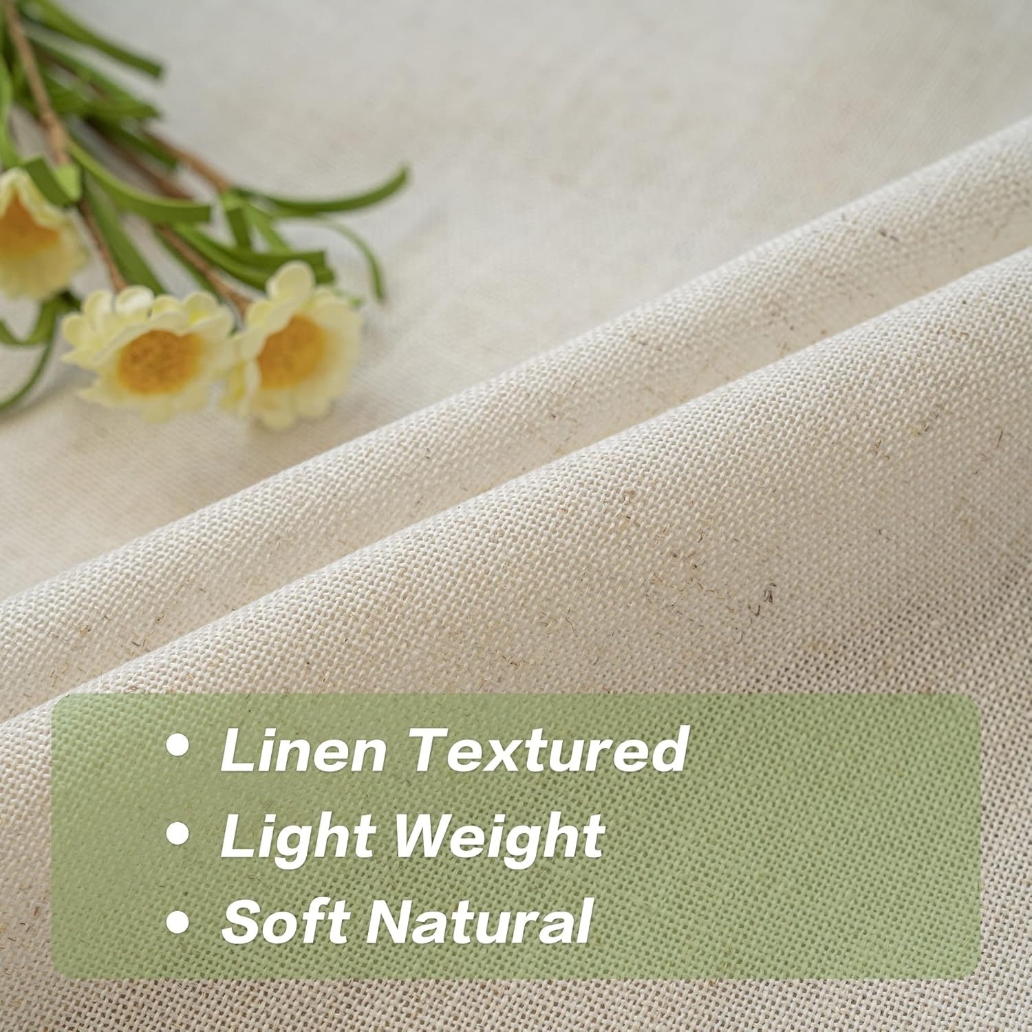 Extra Wide Faux Linen Light Filtering Curtains, 100″ W x 84″ L, 1 Panel