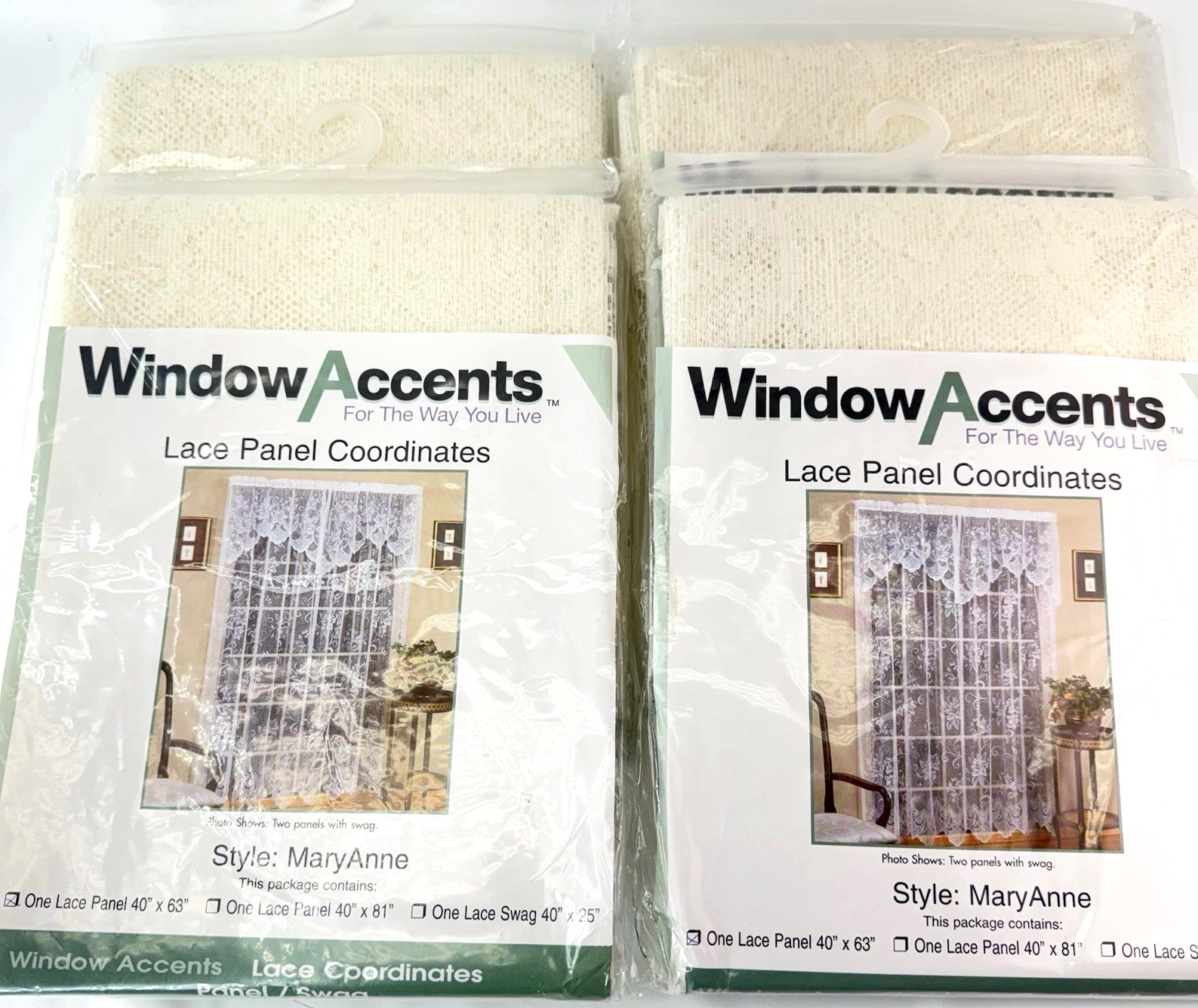 4 X Window Accents Ivory Lace Window Panel NOS 40 x 63″ Lot Of 4 47435 MaryAnne