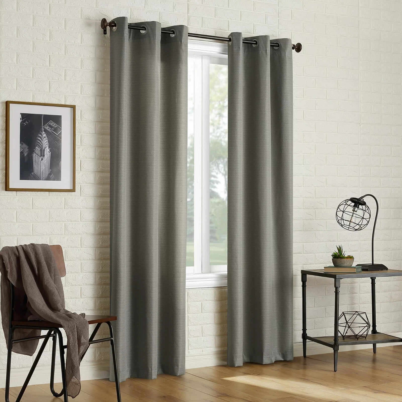 SUN ZERO ARLO TEXTURED THERMAL INSULATED GROMMET CURTAIN PANEL PAIR,VARIOUS SIZE