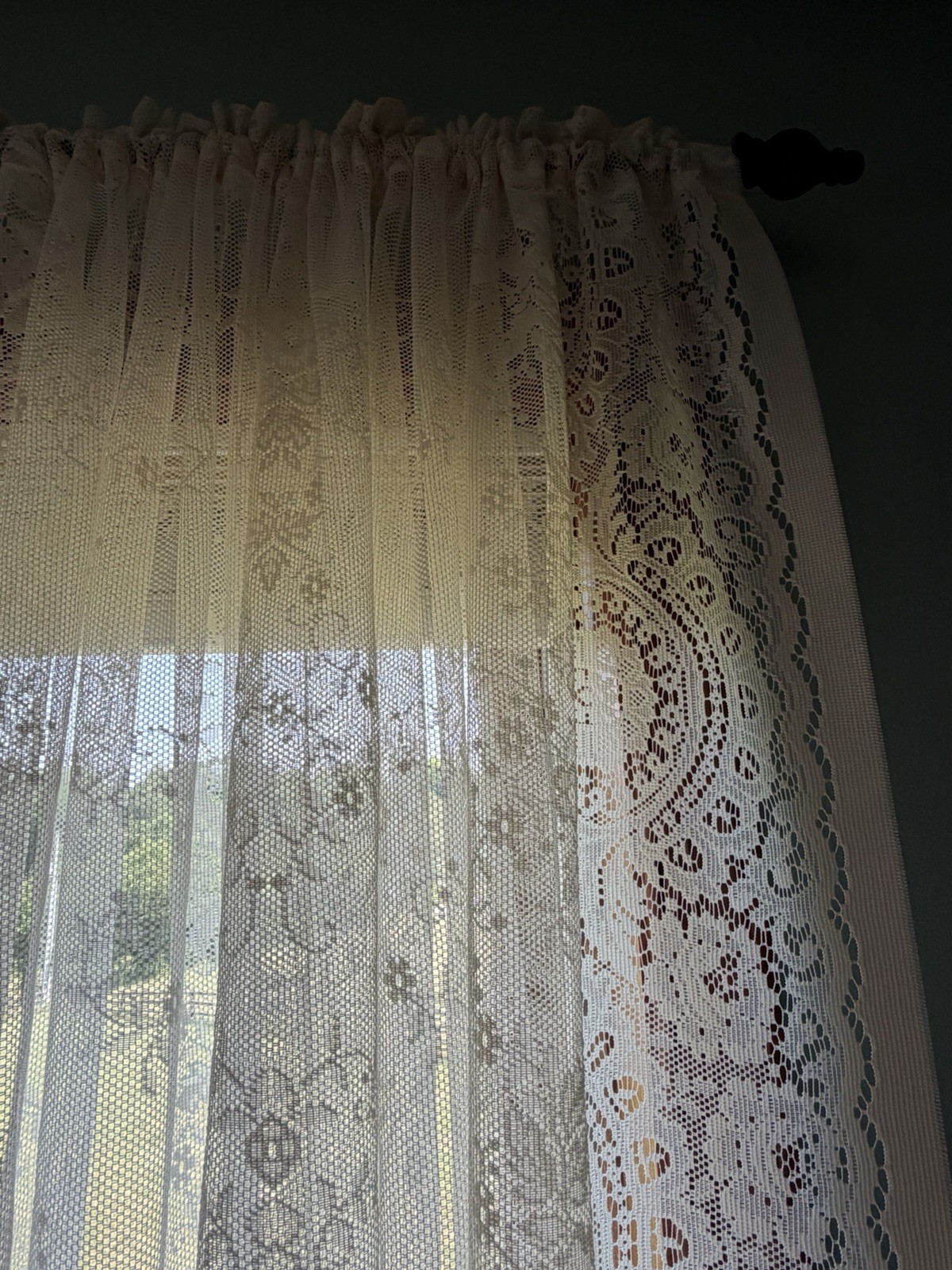 Protela 2 Panels Lace Curtains Ivory Ecru Each Panel Is 62” X 62” Floral Rose