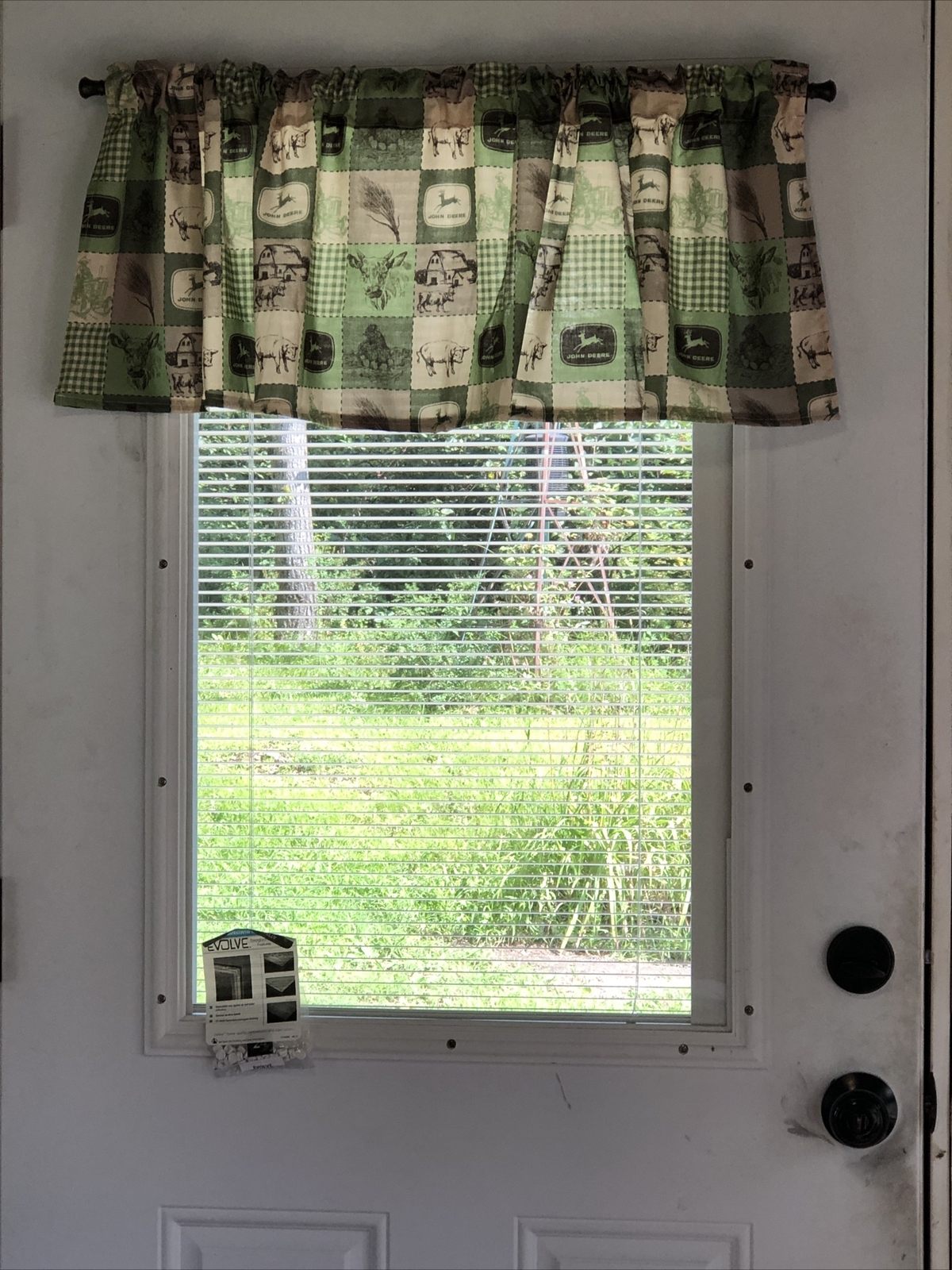 John Deere Green Brown Window Valance ForShipping 46 inches wide with a seam￼