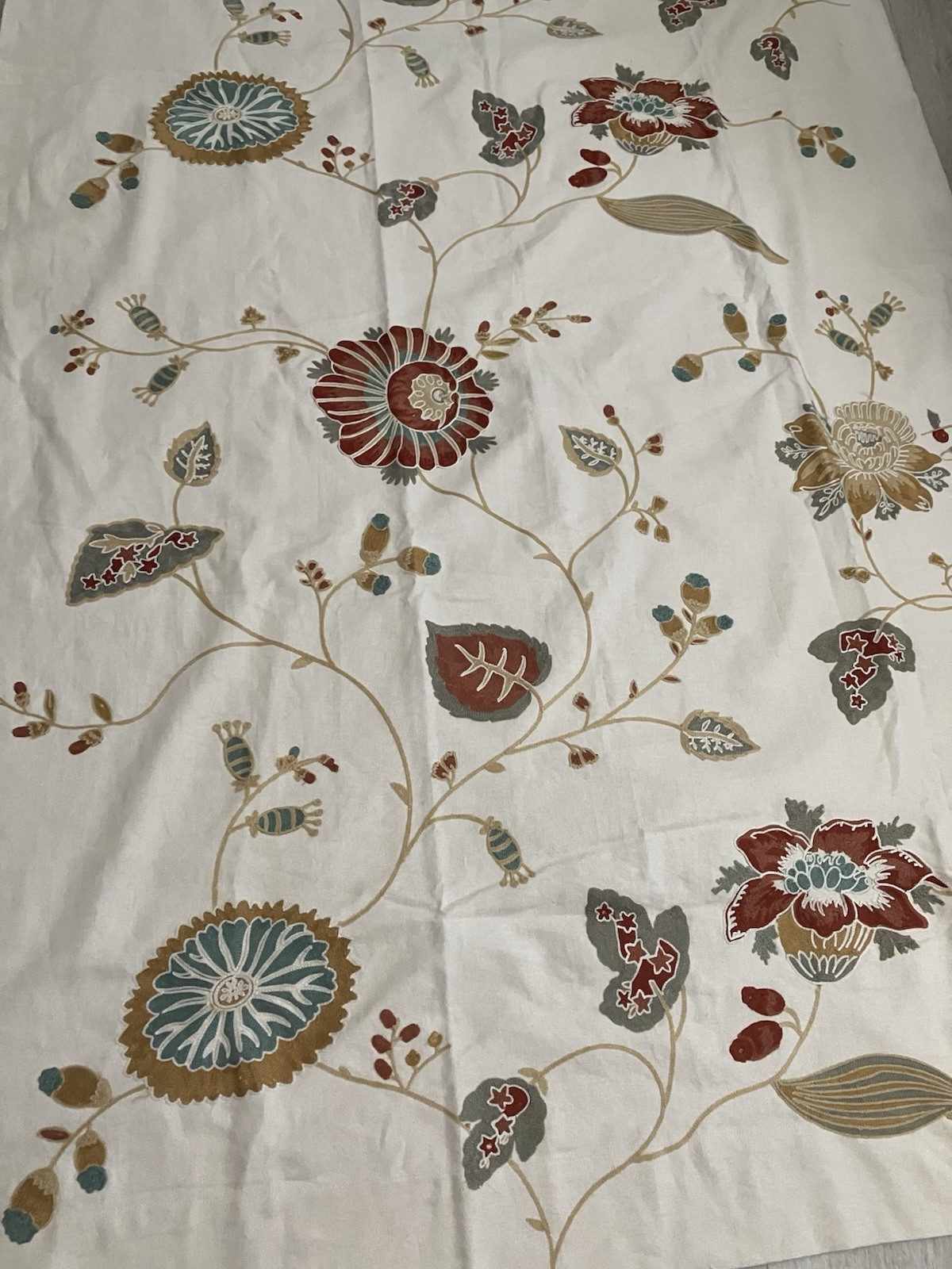 Pottery Barn Margaritte Embroidered Floral 2x Window Curtains Drape Panel 50×82”