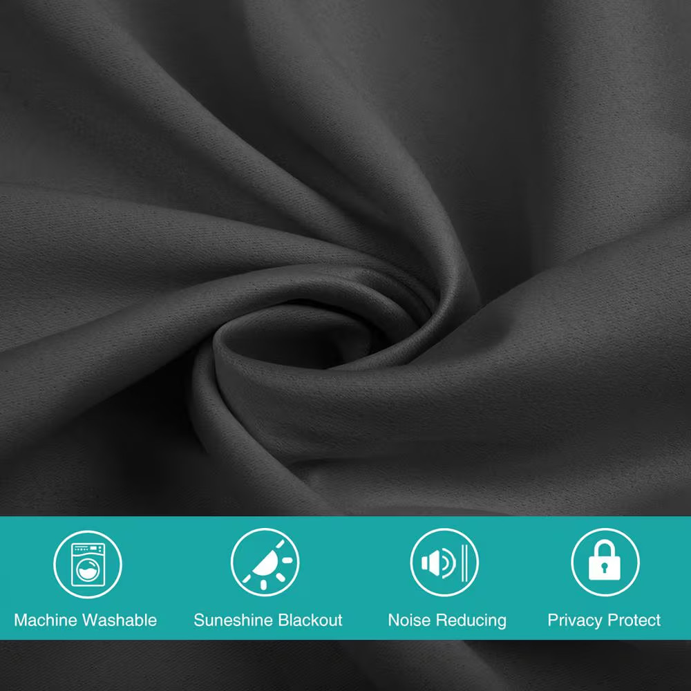 34 In. W X 72 In. L Blackout Curtains with Grommet Top Room Darkening Noise Redu