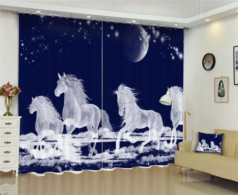 Dreamy Hyaline Horse 3D Curtain Blockout Photo Printing Curtains Drape Fabric