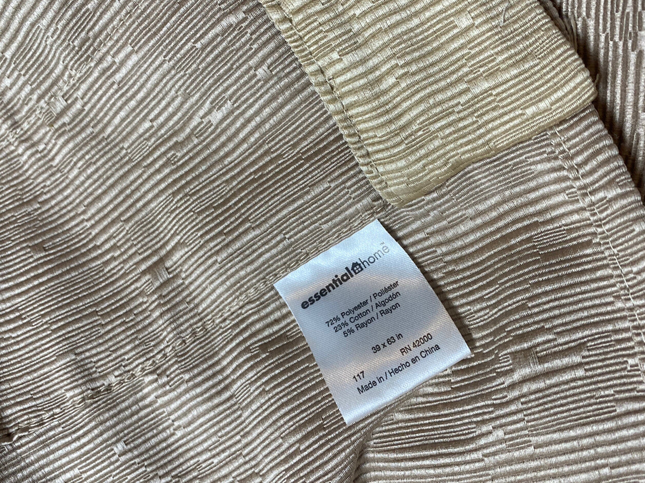 2 Essential Home Textured Curtains Drapes Panels Beige Taupe Light 63″ Faux Silk