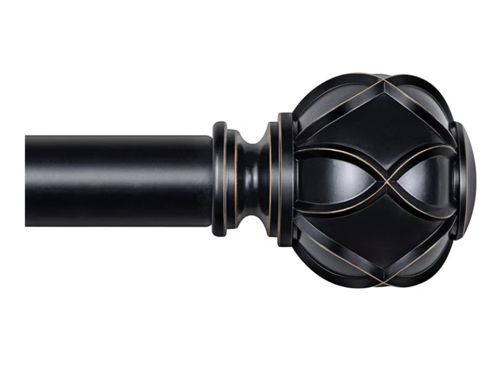 KAMANINA Black Netted Curtain Rod Windows 32 to 144 Inches Long Heavy Duty