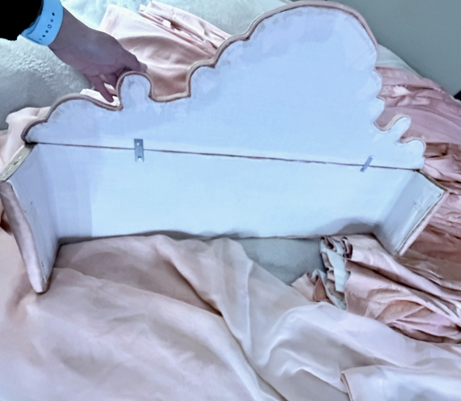 Window Cornice Satin & Silk with Matching Custom Peach Drapery 9 Pieces Total