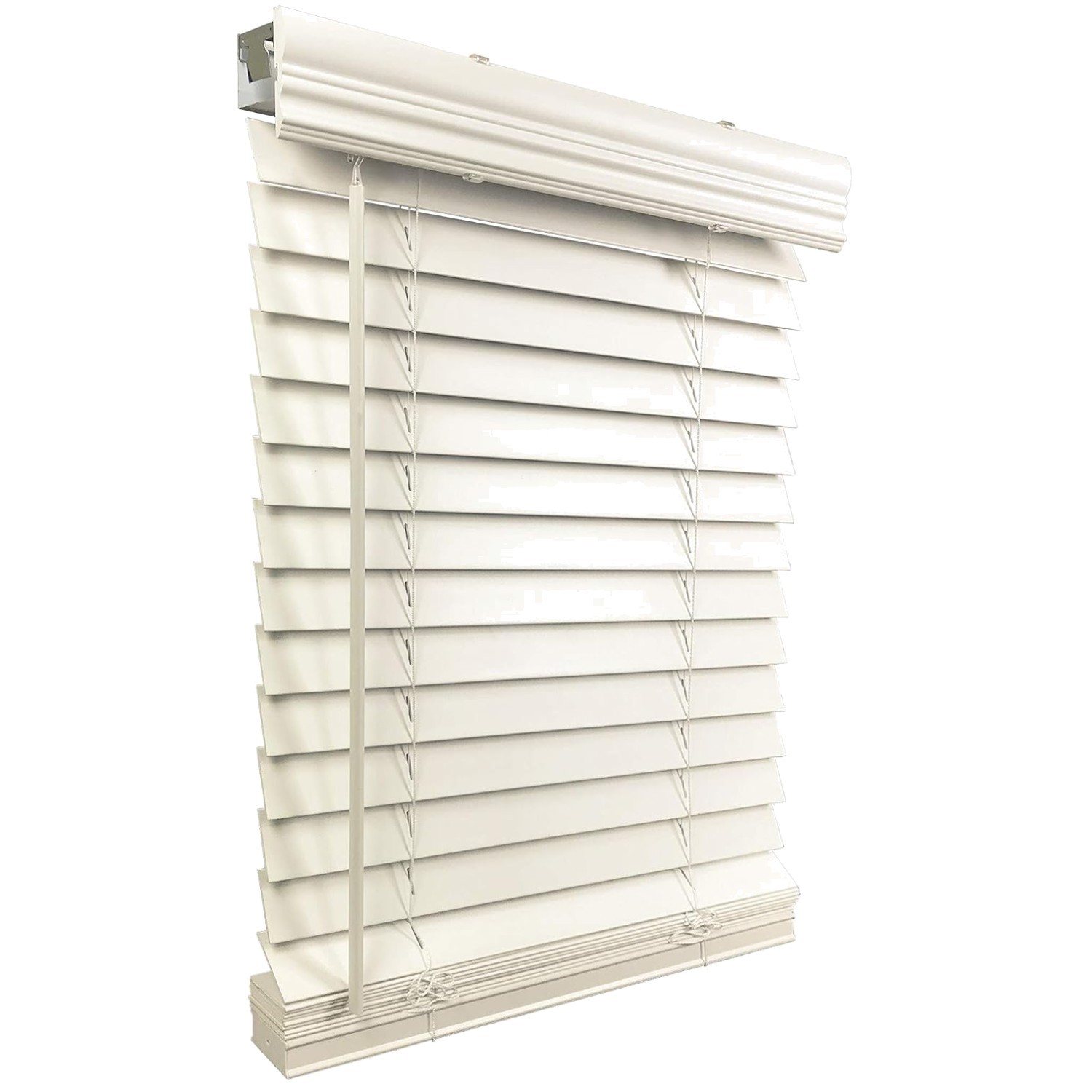 Cordless Faux Wood Blinds 51.75″x60″ White