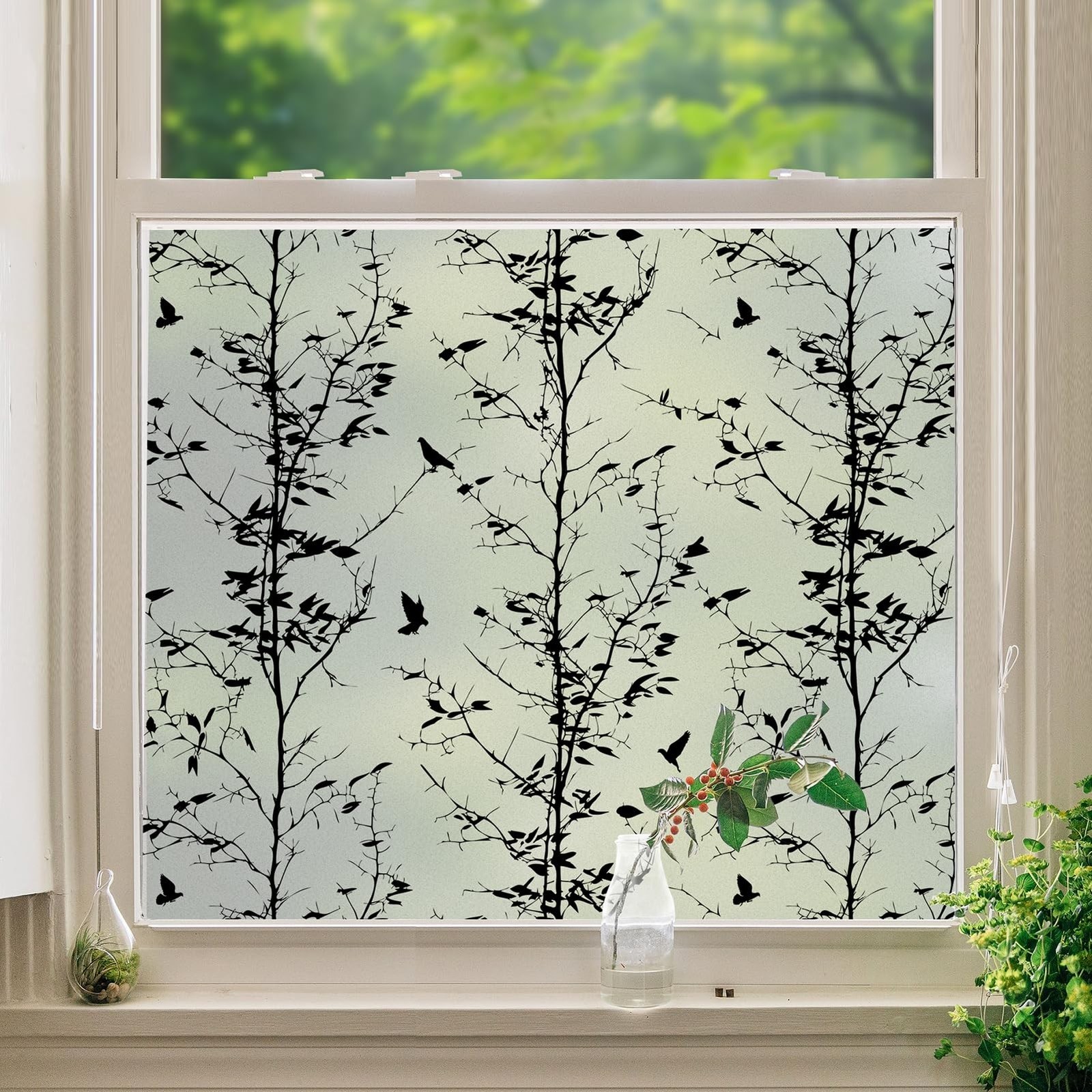 DKTIE Stained Glass Window Film Geometric Patterns, Fine Frosted Window Cling…