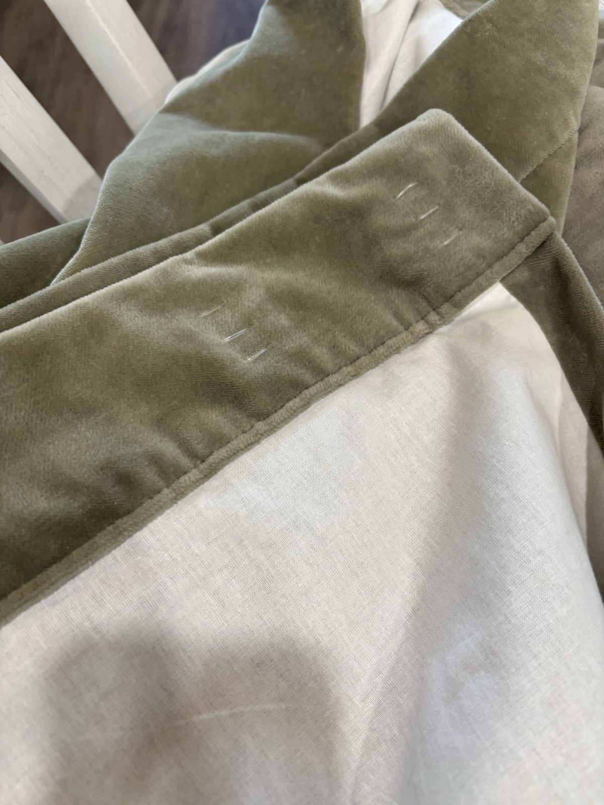 Vtg POTTERY BARN Set Of 2 Green VELVET TWILL Curtain Panels Heavyweight 50”X96”